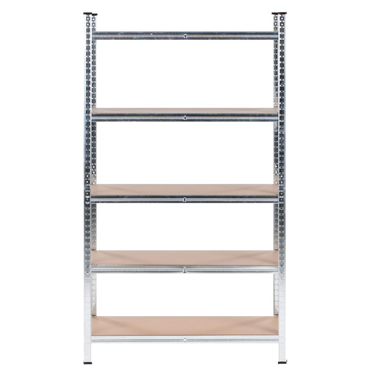 GARAGENREGAL Metall 180/90 cm Silber Xitta - Silberfarben/Braun, Metall (90/180/40cm) - Beliani