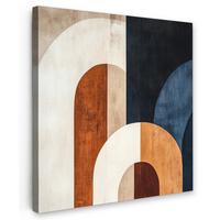 LEINWANDBILD Abstrakt - Formen - Dunkelblau Deko Groß 90x90 cm - Cognac, Textil (90/90cm) - MuchoWow