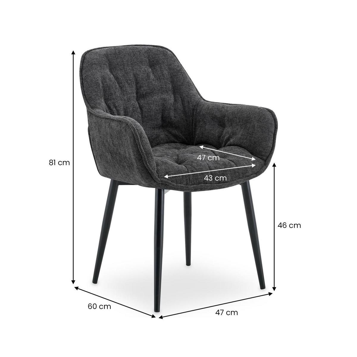 ESSZIMMERSTÜHLE ARDEN 2er-Set grau - Grau, Textil (47/81/60cm) - IDIMEX