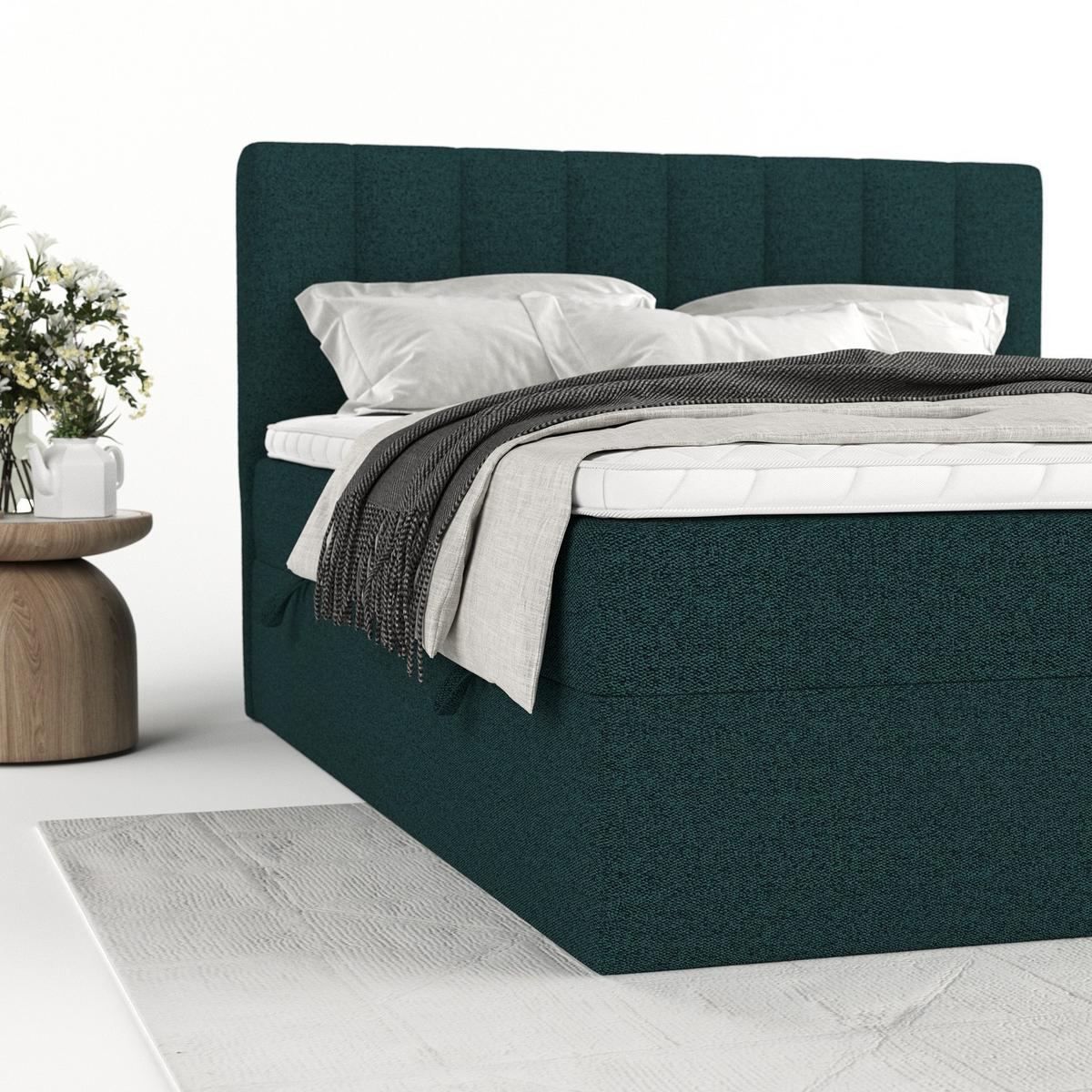 BOXBETT Bari 160/200 cm Grün im Riva Stoff - Grün, Holz/Holzwerkstoff (160/200cm) - AltaBeds