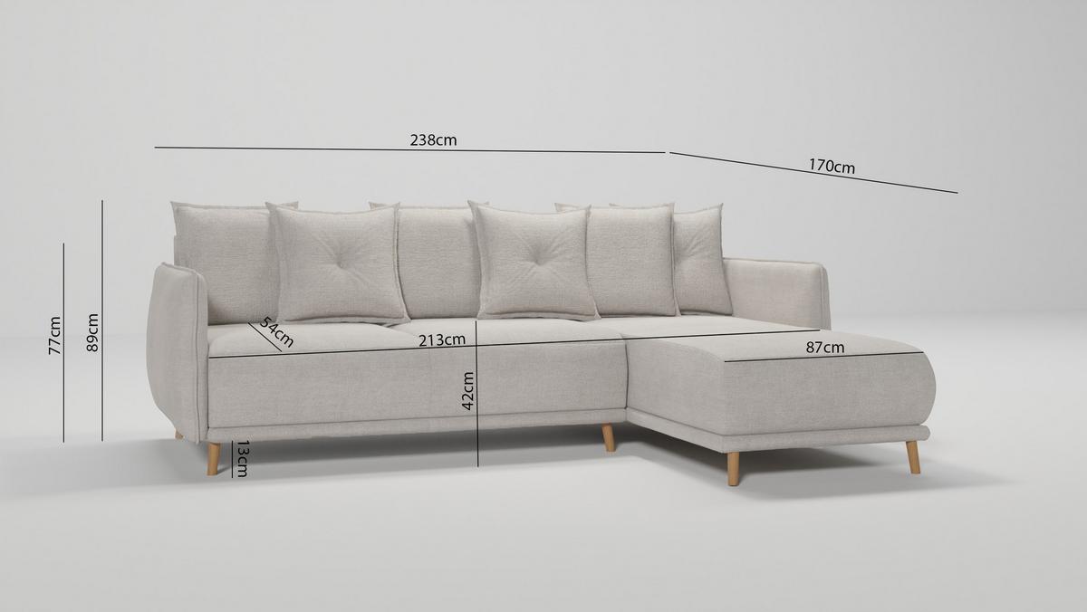 ECKSOFA Chroma Beige Luxusmicrofaser - Ecru/Beige, Holz/Textil (238/170cm) - S-Style