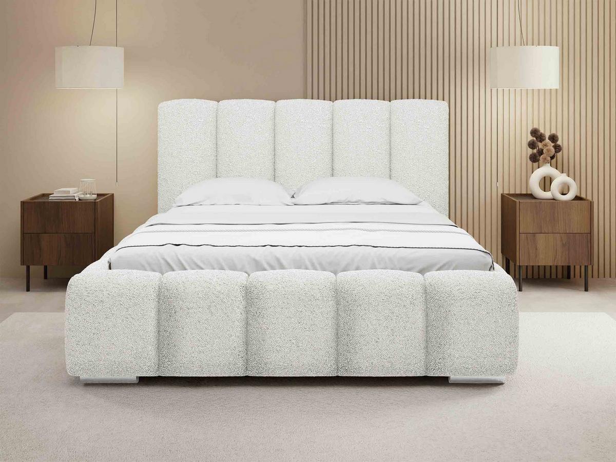 POLSTERBETT Wizko Boucle - Chromfarben/Creme, Holz/Holzwerkstoff (160/200cm) - MIRJAN24