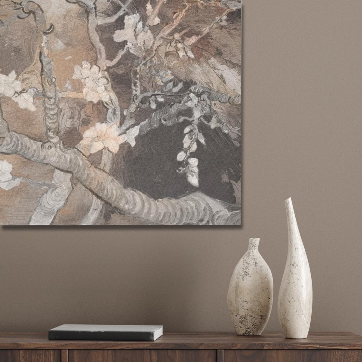 AKUSTIKBILD Mandelblüte - Kunst - Van Gogh - Beige - Abstrakt Wanddeko 60x90 cm - Braun, Kunststoff (60/90/0.9cm) - MuchoWow