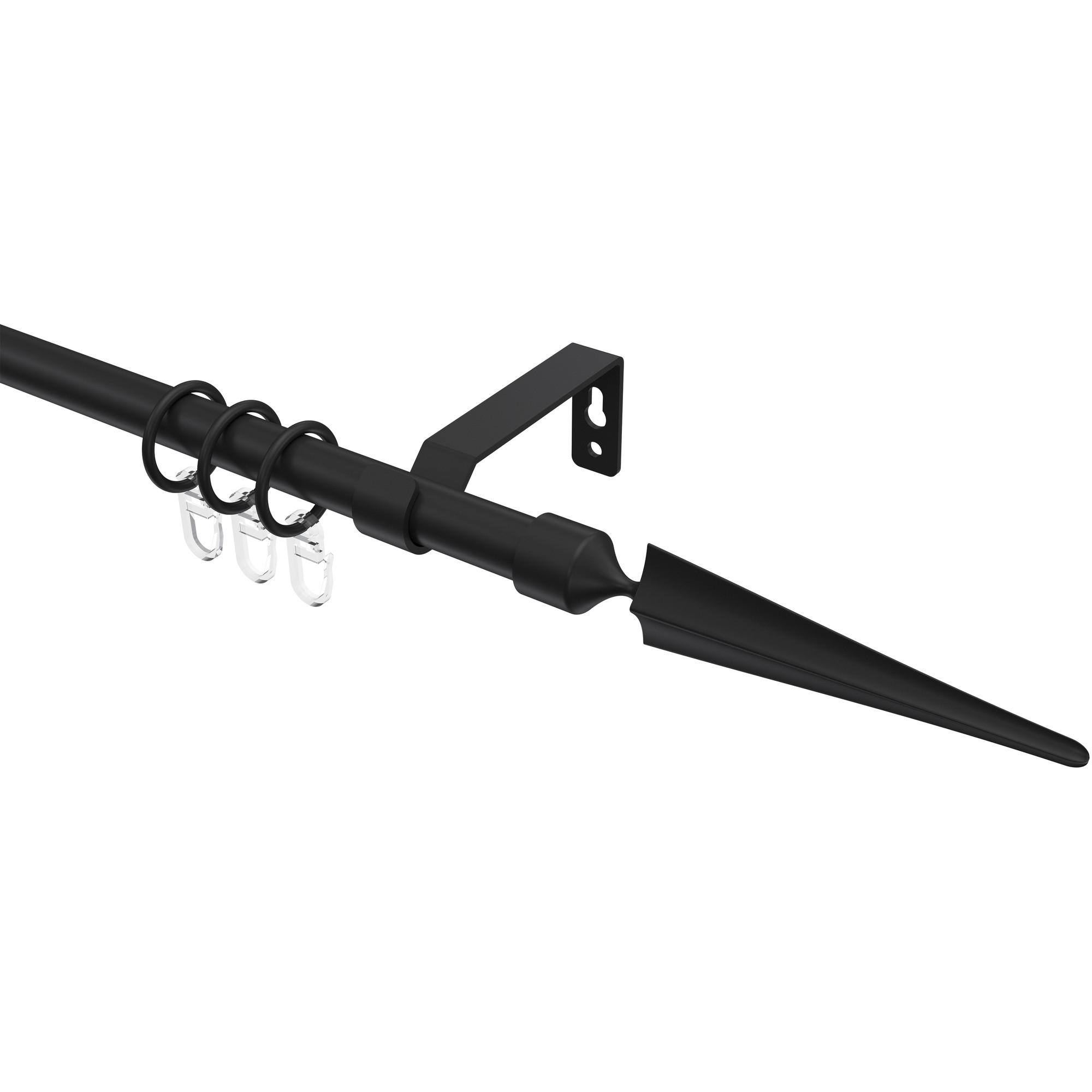 GARDINENSTANGE Olymp Lorenzo 360 cm (geteilt in 2 x 180 cm), 1-läufig, 16 mm Ø Schwarz - Schwarz, Metall (360cm) - INTERDECO