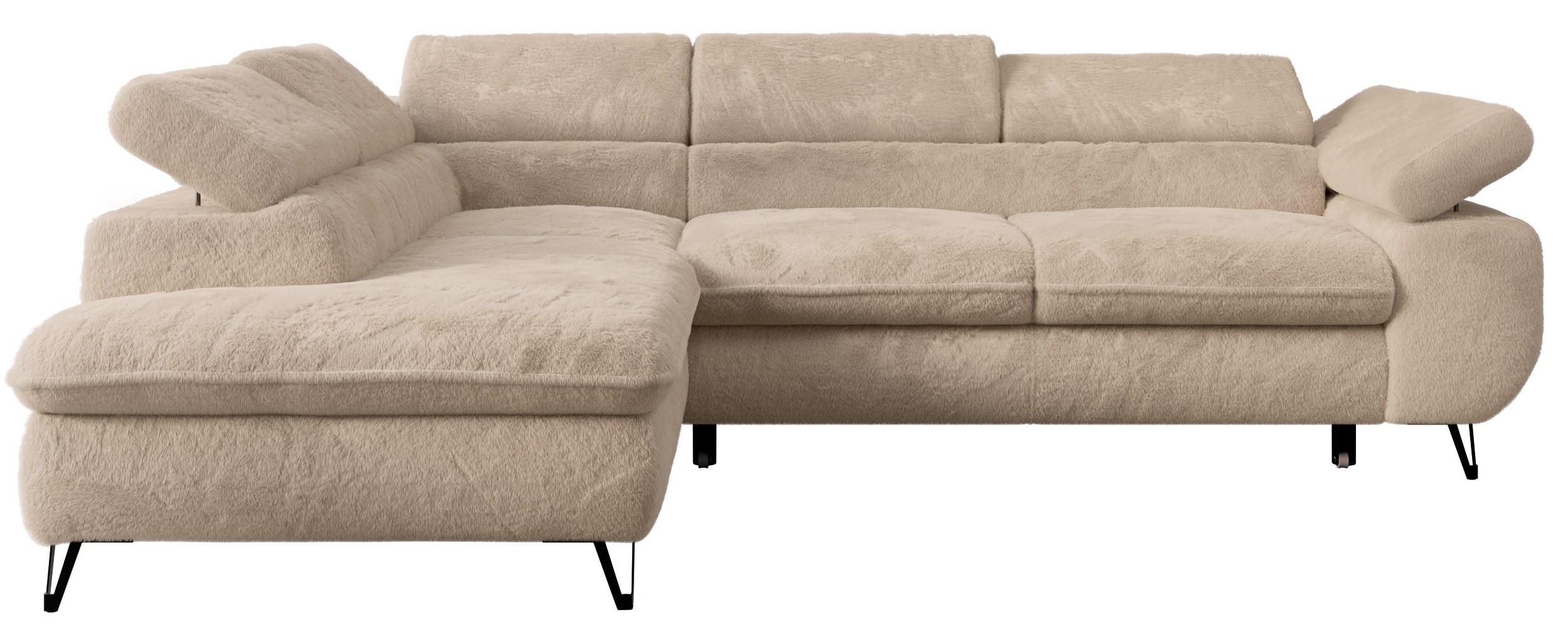 ECKSOFA PETER L Beige Plüsch - Links Seite - Sandfarben/Beige, Textil/Metall (208/273cm) - MKS