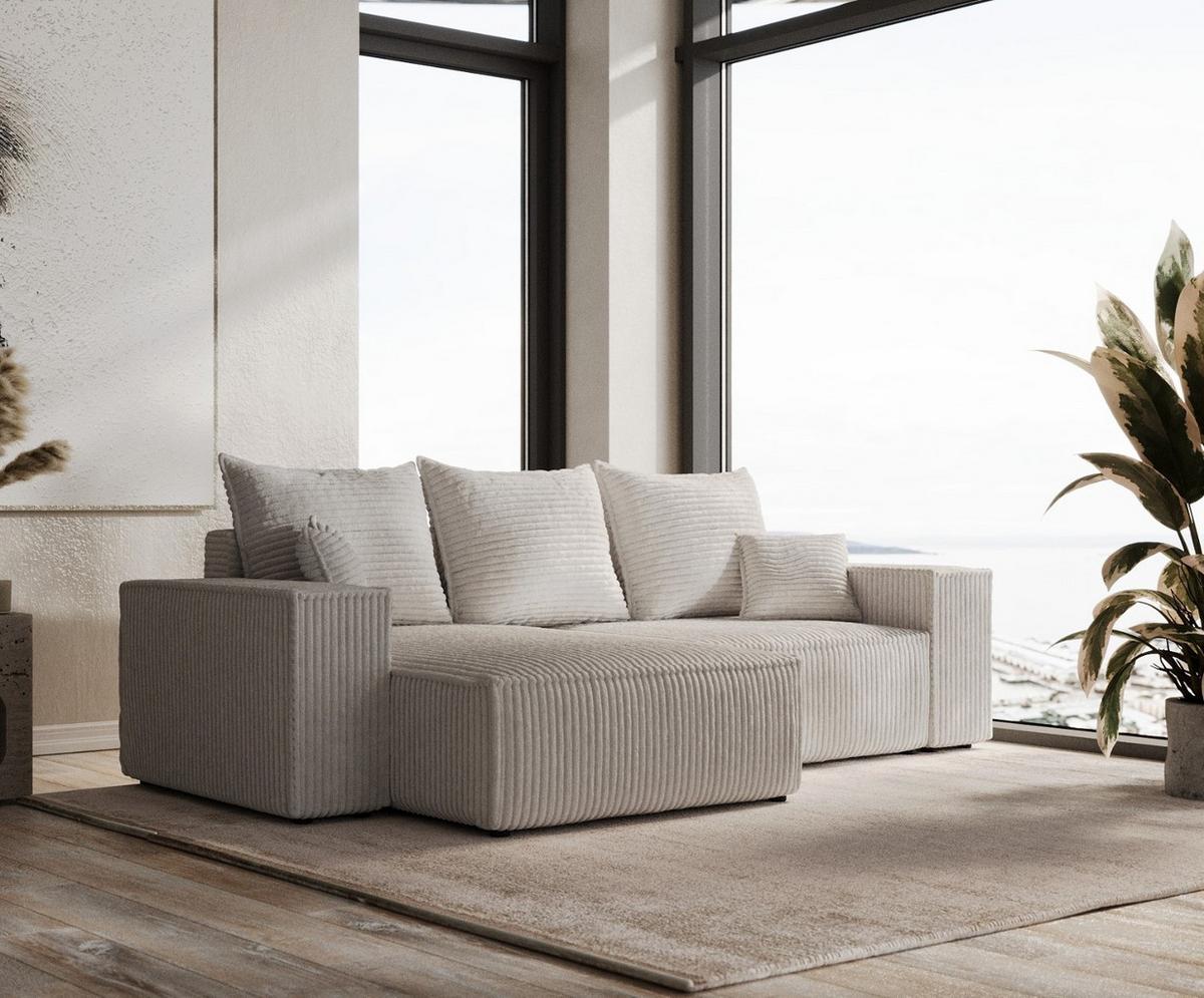 ECKSOFA SENSO mit Schlaffunktion Grau im Tilia Stoff - Schwarz/Grau, Holz/Holzwerkstoff (255/148cm) - AltaBeds