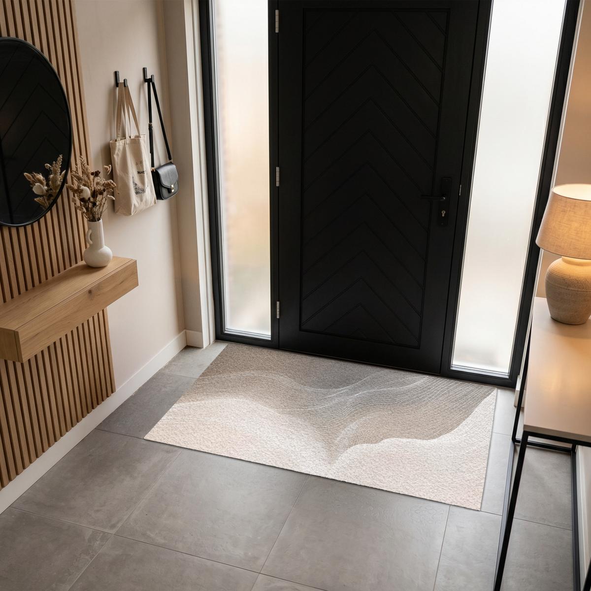 FUSSMATTE Wellenlinien - Luftströme - Harmonisch Schmutzfänger 150x90 cm - Beige, Kunststoff (150/0.4cm) - MuchoWow
