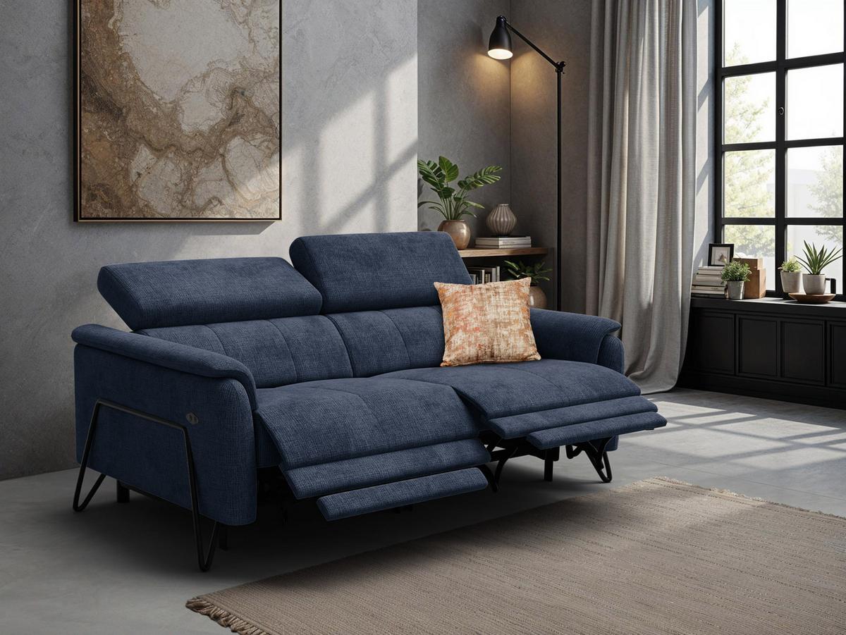 RELAXSOFA RODEN 3-Sitzer, marineblau - Dunkelblau, Holz/Textil (194/82/103cm) - Wozimo