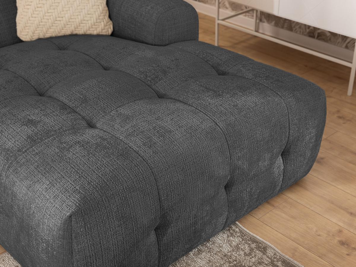 ECKSOFA Kozy im Bumpy-Design mit fester Rückenlehne aus weichem Grau Chenille-Stoff - Ottomane rechts - Schwarz/Grau, Holz/Kunststoff (234/161cm) - S-Style Möbel