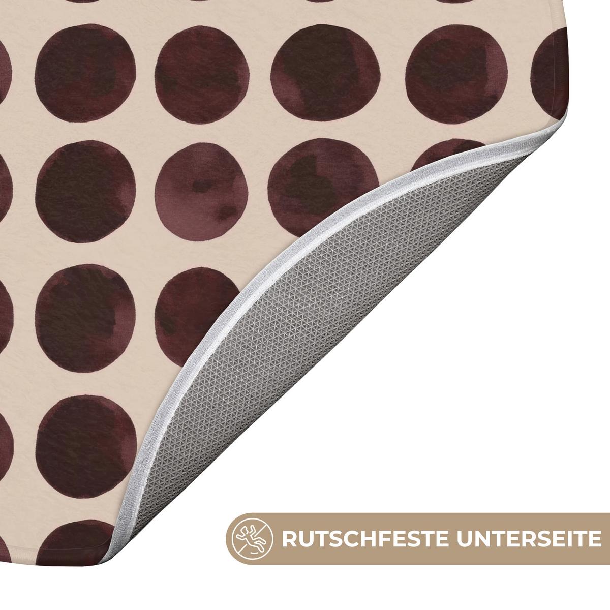BADEMATTE Polka dots - Muster - Braun Badvorleger 70x70 cm - Bordeaux, Textil (70/70cm) - OnlyWow