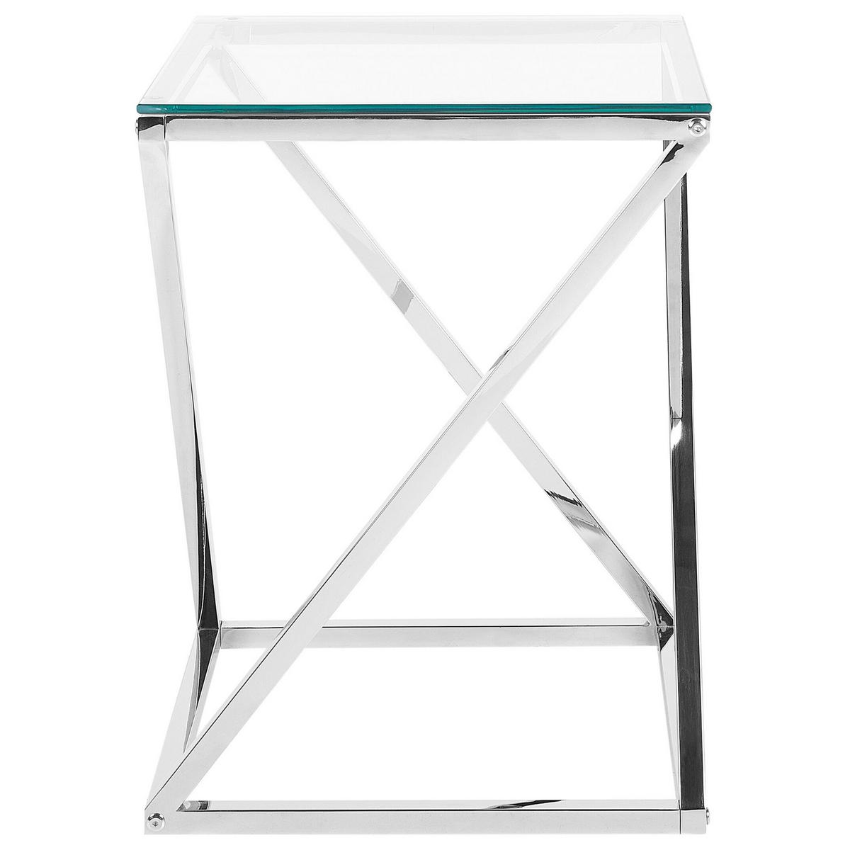 BEISTELLTISCH Glas Silber Beverly - Silberfarben, Glas (40/40/55cm) - Beliani