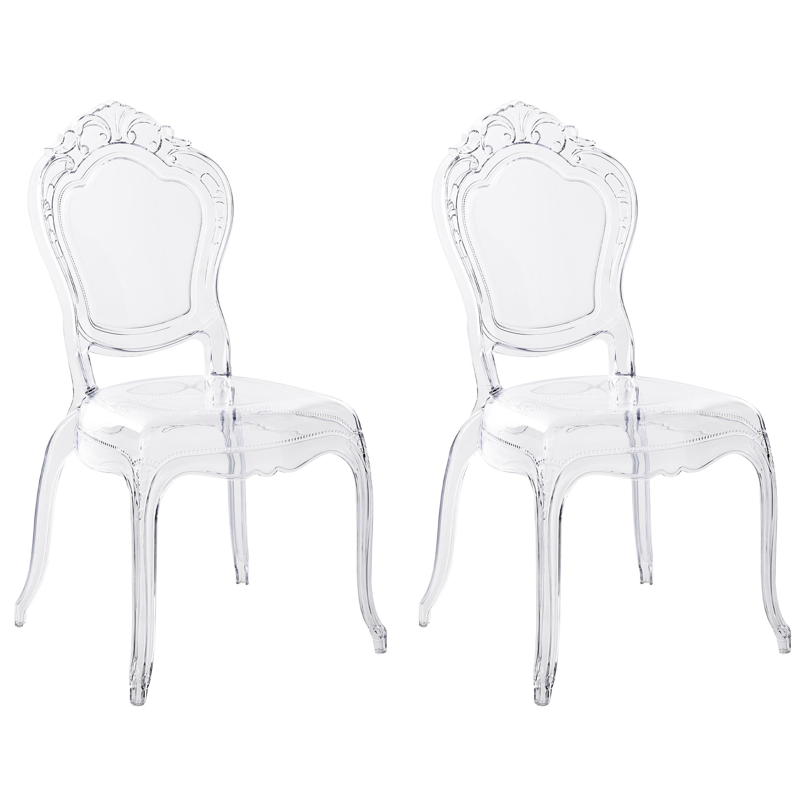 ESSZIMMERSTUHL 2er Set Transparent Vermont - Transparent, Kunststoff (53/97/55cm) - Beliani