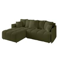 ECKSOFA Ottomane links LONLI-L 251x189x68 Olivgrün Bouclé - Olivgrün, Holzwerkstoff/Kunststoff (251/189cm) - ALTDECOR