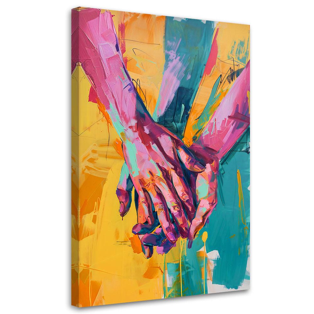 LEINWANDBILD Berührung Liebe Romantisch 80x120cm - Multicolor, Textil (80/120cm) - Feeby