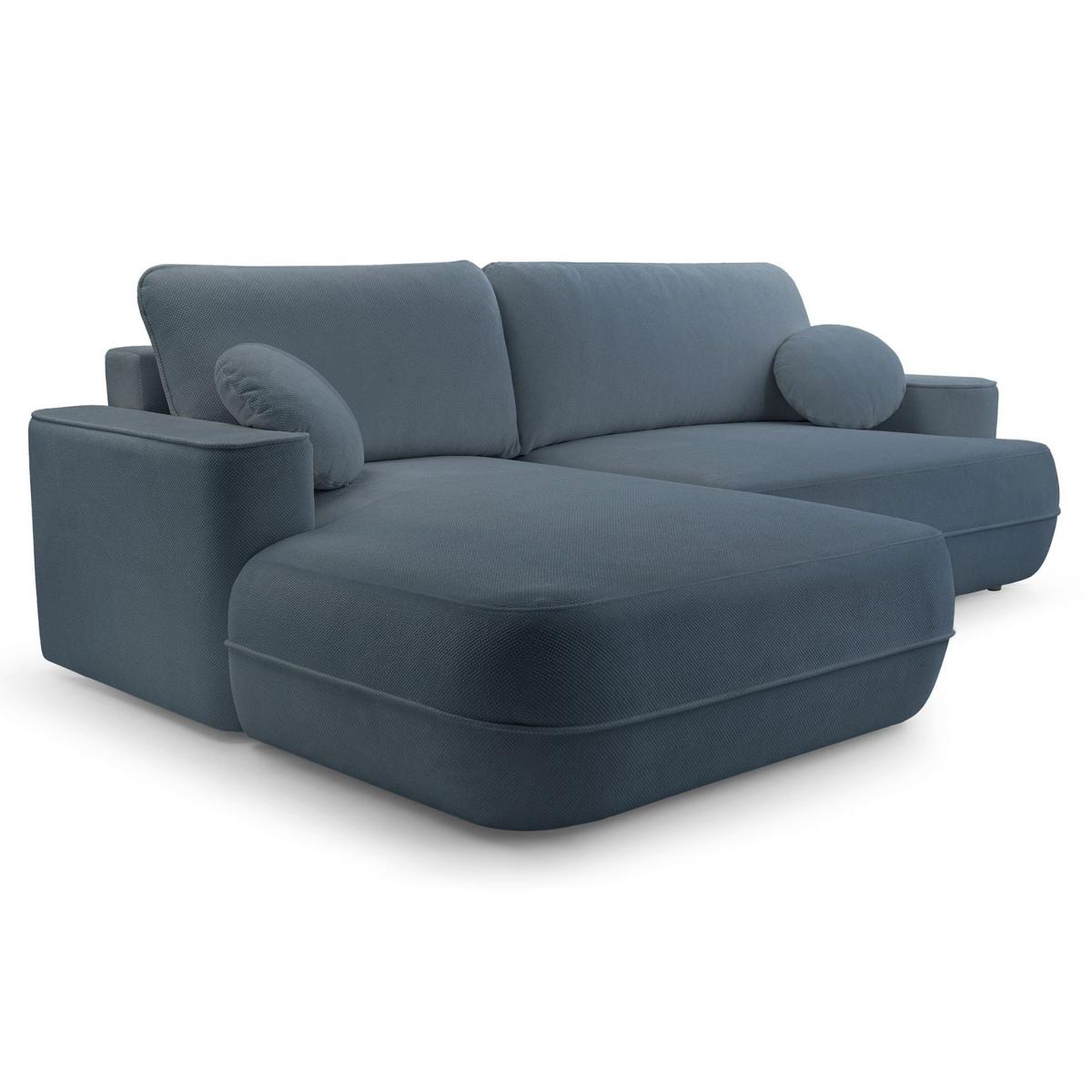 ECKSOFA Fuerro Hellblau Strukturstoff - Schwarz/Hellblau, Kunststoff/Textil (260/168cm) - Selsey