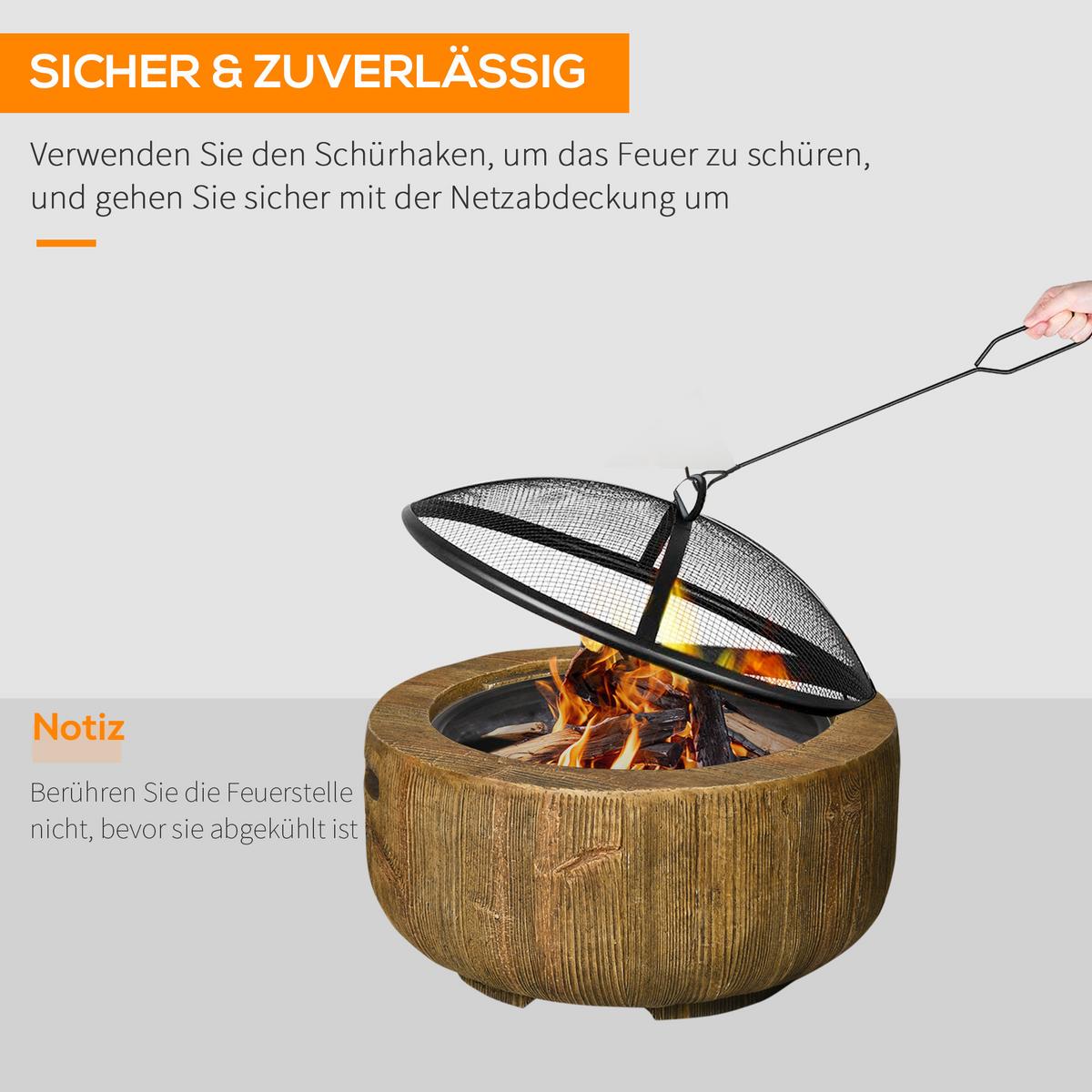 FEUERSCHALE, Metall, Magnesium, Braun - Braun, Metall (61.5/39/61.5cm) - Outsunny