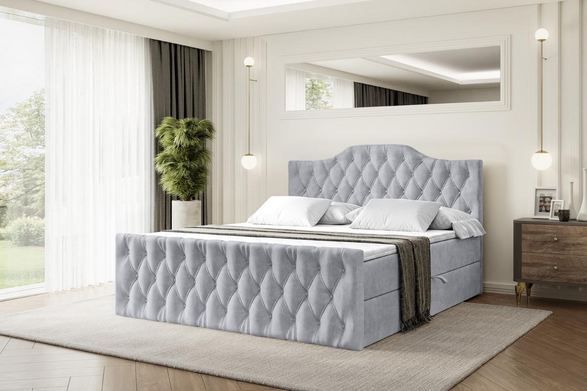 BOXBETT VILA-1-Z - 200x200 cm - H3 - Hellgrau - Hellgrau, Holzwerkstoff (200/200cm) - ALTDECOR