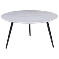 COUCHTISCH Marmor Optik weiß/schwarz 79 cm Effie - Schwarz/Weiß, Holzwerkstoff (79/61/40cm) - Beliani