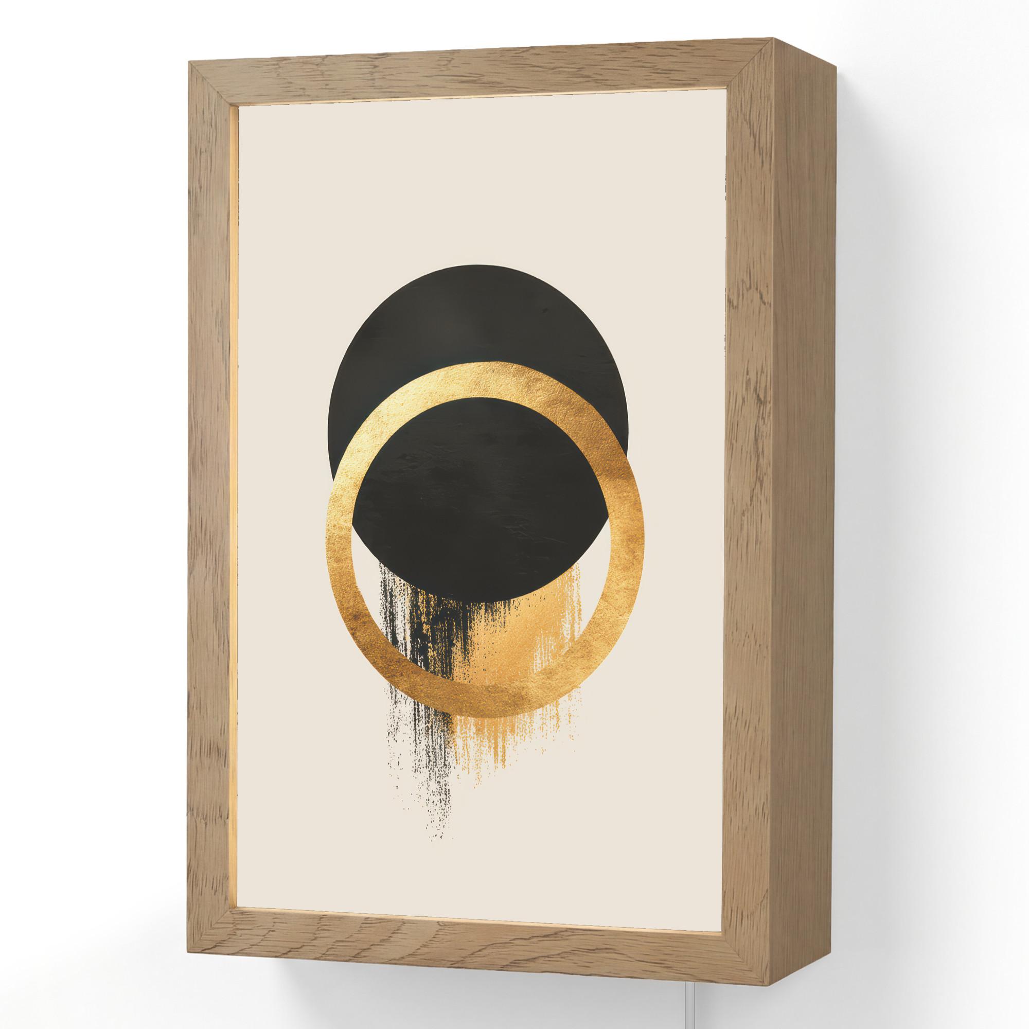 WANDLEUCHTE Abstraktes Design - Schwarzer Kreis - Farbflecken 20x30 cm - Creme, Holzwerkstoff (20/30/8cm) - OnlyWow
