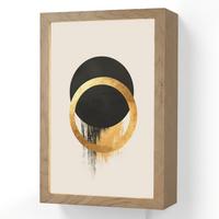 WANDLEUCHTE Abstraktes Design - Schwarzer Kreis - Farbflecken 20x30 cm - Creme, Holzwerkstoff (20/30/8cm) - OnlyWow