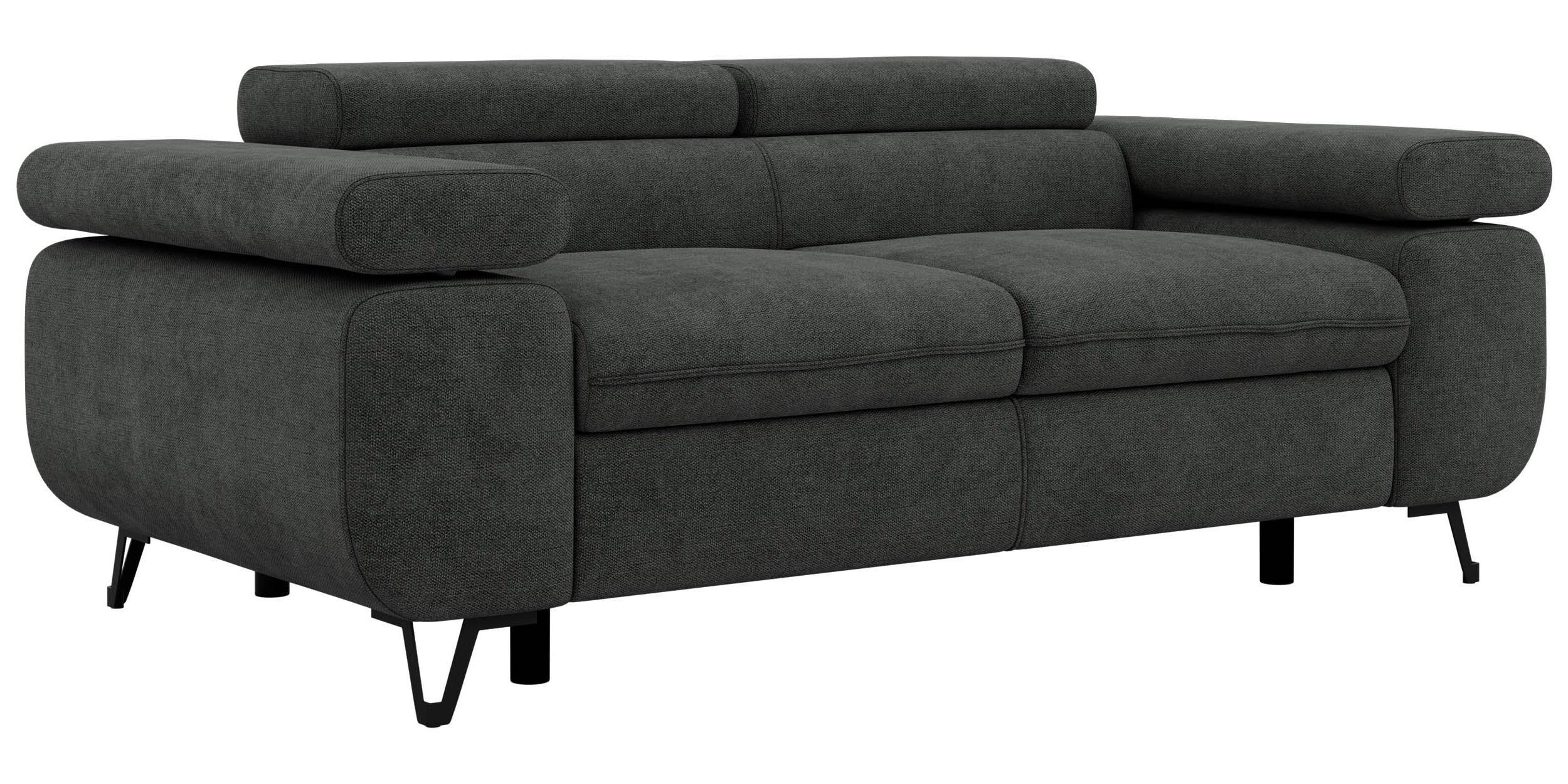 2-SITZER SOFA PETER - Dunkelgrau Stukture - Dunkelgrau/Anthrazit, Textil/Metall (200/76/99cm) - MKS