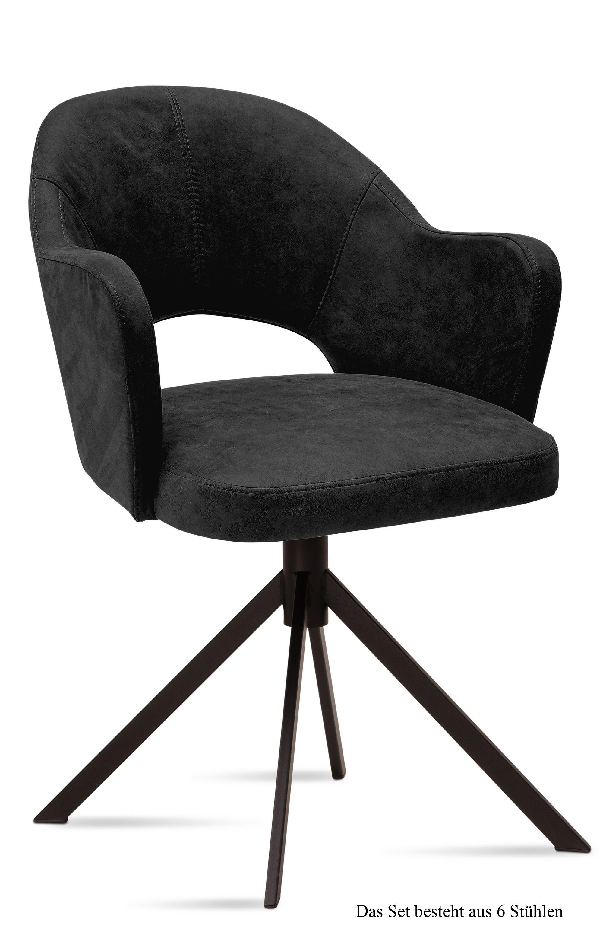 ARMLEHNSTUHL (6er-Set) Dunja 59x87x61 Schwarz/Anthrazit - Anthrazit/Schwarz, Kunststoff (61/87/59cm) - 58aufmkessel