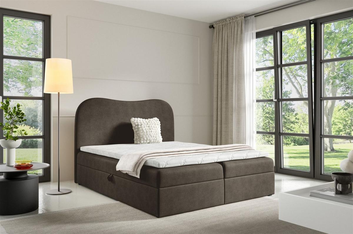 BOXBETT Darlin - Dunkelgrau, Holzwerkstoff/Textil (160/200cm) - Fun Möbel