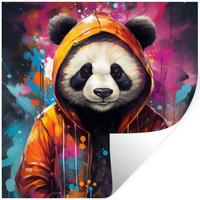 WANDTATTOO Panda - Jacke - Graffiti - Orange Wanddeko 50x50 cm - Orange, Kunststoff (50/50/0.1cm) - MuchoWow