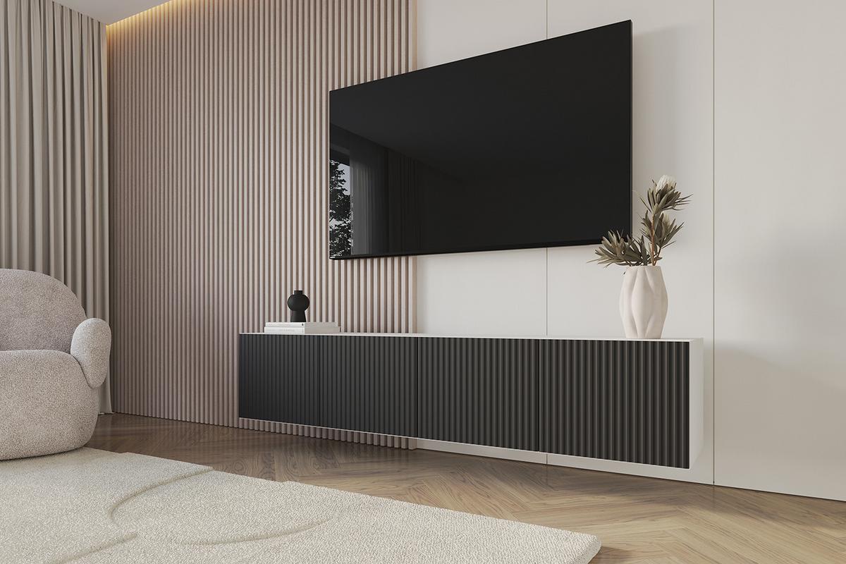 LOWBOARD NOA-2-W 2x100x40x40 cm - Weiß / Schwarz - Schwarz, Holzwerkstoff (200/40/40cm) - ALTDECOR