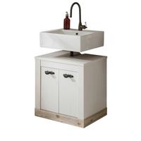 WASCHBECKENUNTERSCHRANK Pinie weiß, Oslo Pinie Landhaus, Badschrank, 60 x 63 cm - Dunkelgrau/Weiß, Holzwerkstoff/Metall (60/63/46cm) - Furn.Design