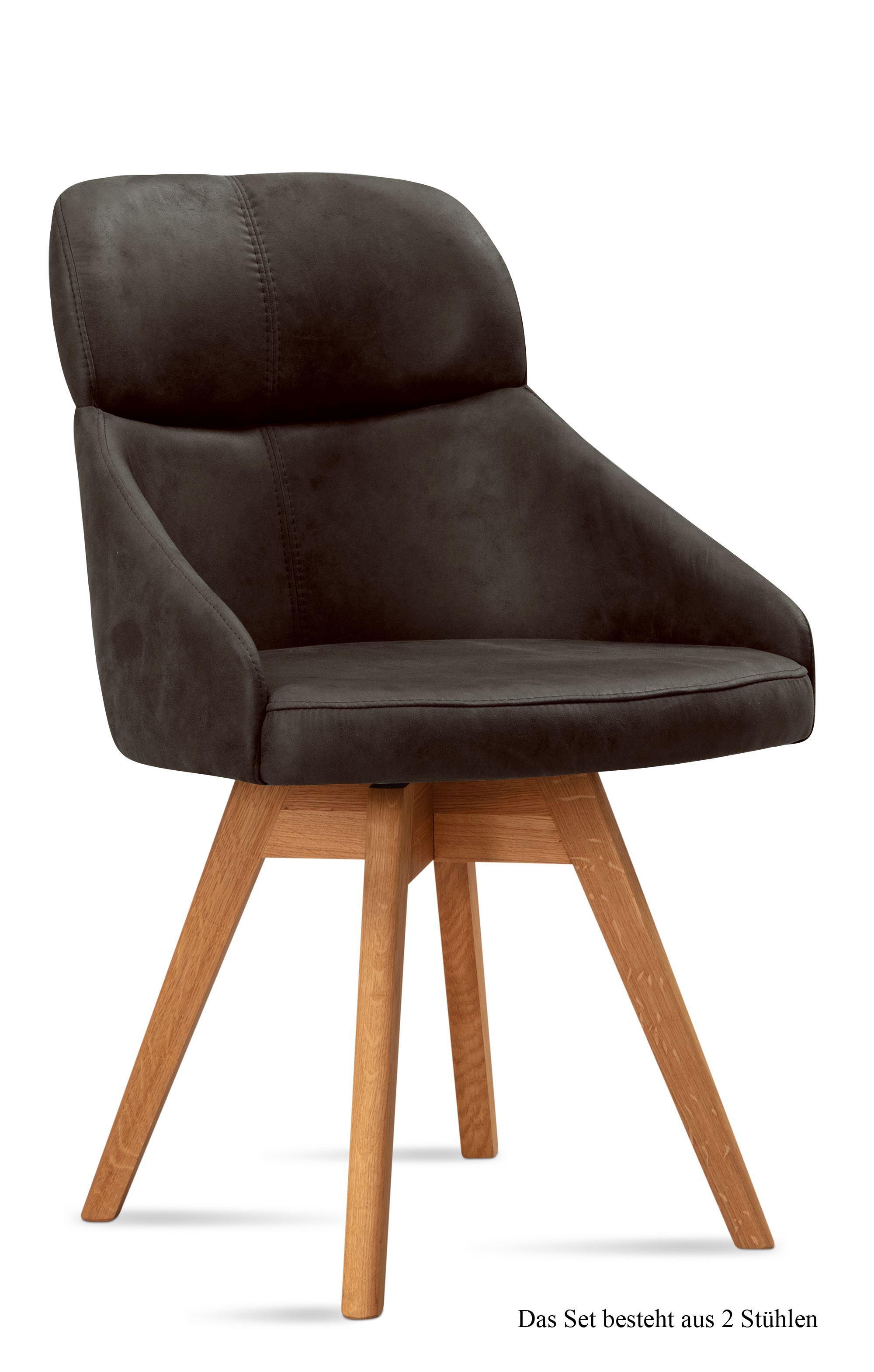 ESSZIMMERSTUHL drehbar (2er-Set) Drala 52x82x63 Eiche geölt/Espresso - Eichefarben/Dunkelbraun, Kunststoff (63/82/52cm) - 58aufmkessel