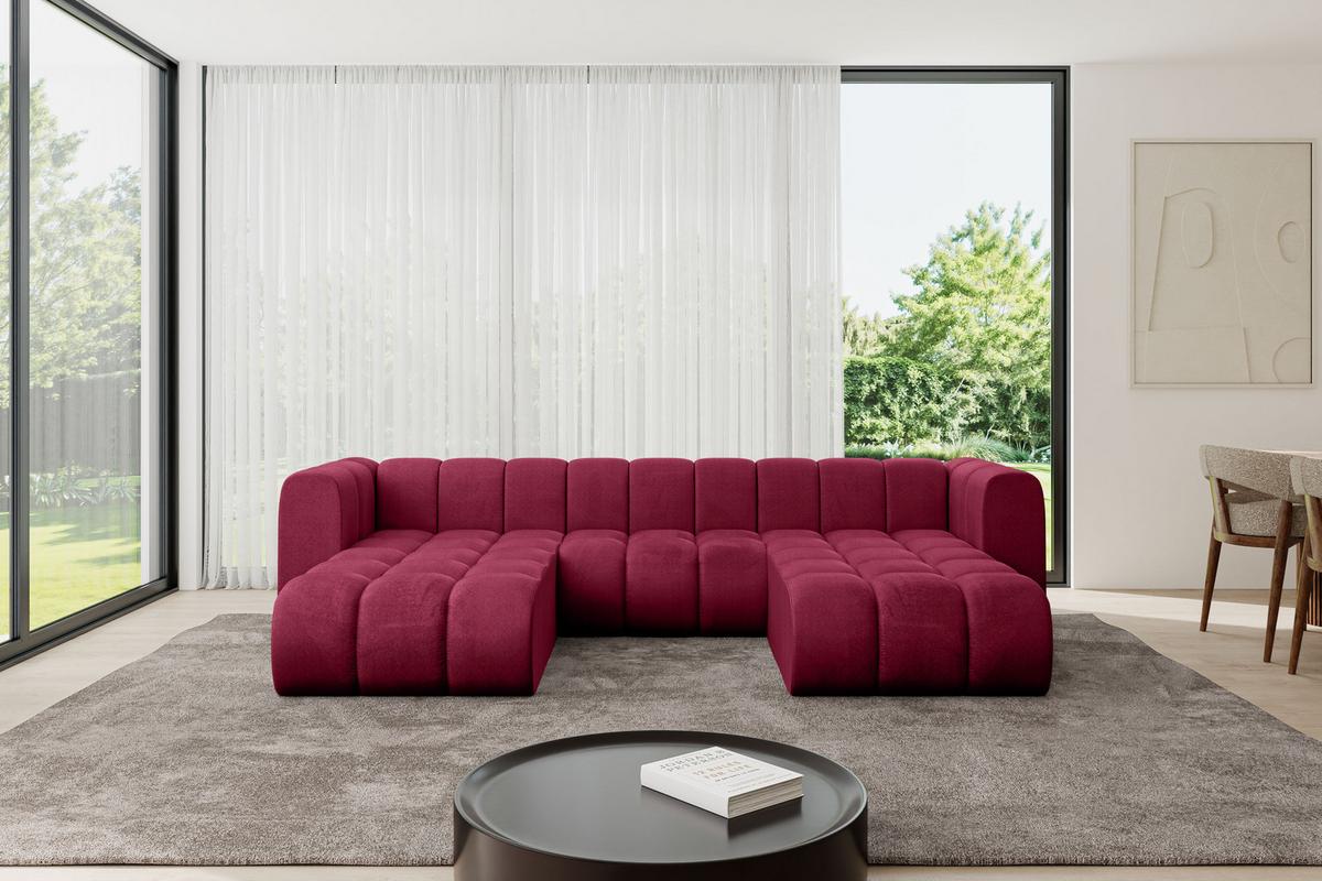 WOHNLANDSCHAFT modulares Sofa Joren-U1 - 319x177x70 cm Bordeauxrot - Bordeaux, Holzwerkstoff/Textil (319/70/177cm) - ALTDECOR