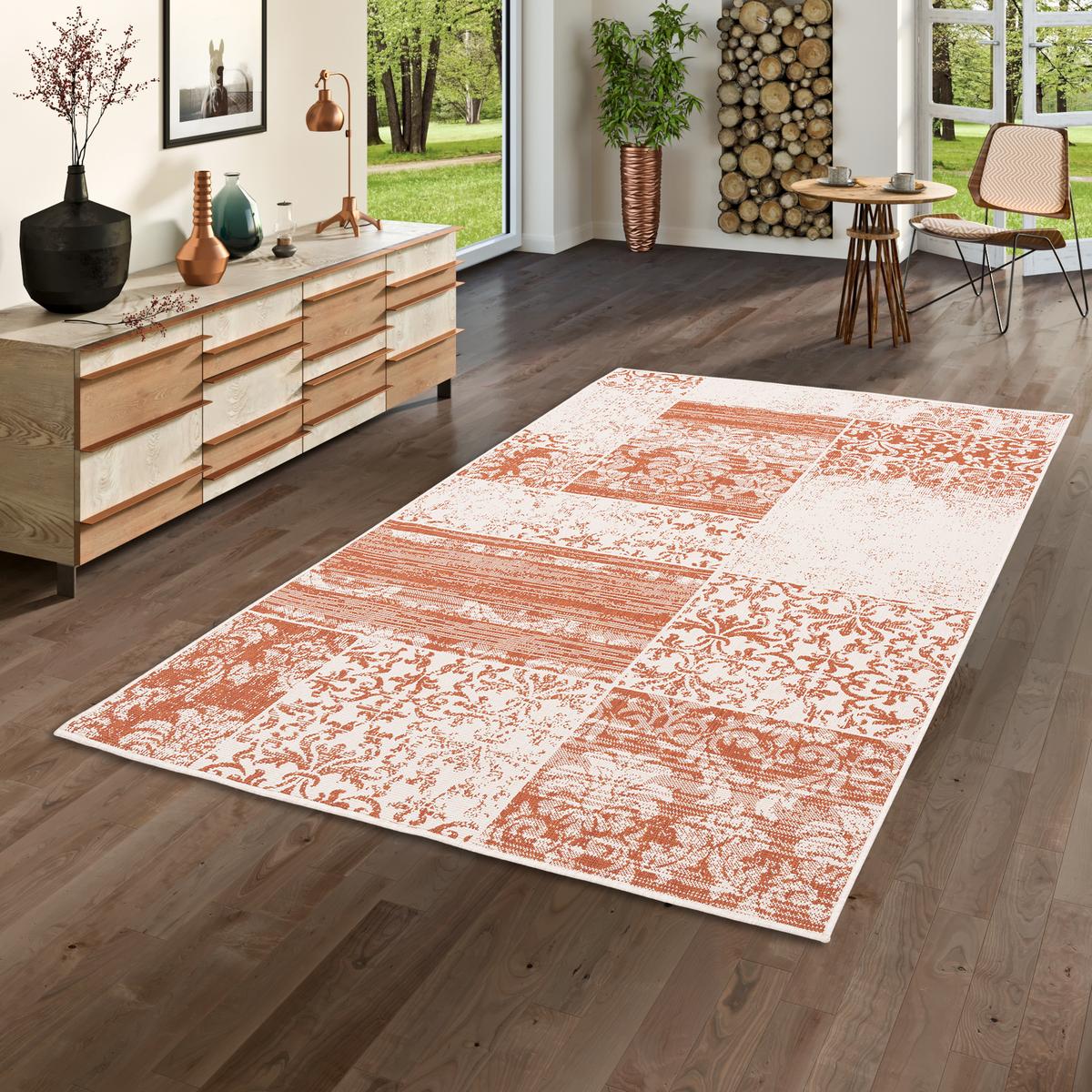 IN & OUTDOOR TEPPICH CARPETTO PATCHWORK - Terracotta, Textil (80/150cm) - Pergamon