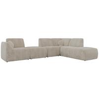 ECKSOFA NOARA 6M L Beige Cord - Rechts - Beige/Schwarz, Kunststoff/Textil (355/244cm) - MKS