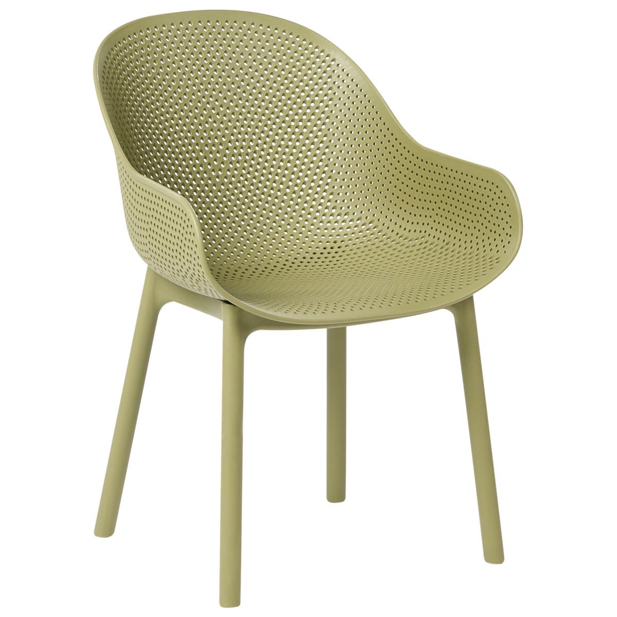 GARTENSTUHL 4er Set Olivgrün Tiggiano - Olivgrün, Kunststoff (58/85/51cm) - Beliani