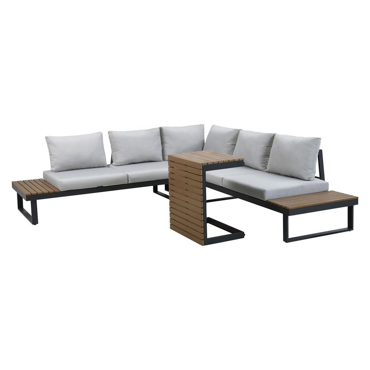 GARTENLOUNGE-SET MARBELLA Modular mit Sofa, Ecke und Tisch - Grau, Holzwerkstoff - RAUMHIRSCH FURNITURE