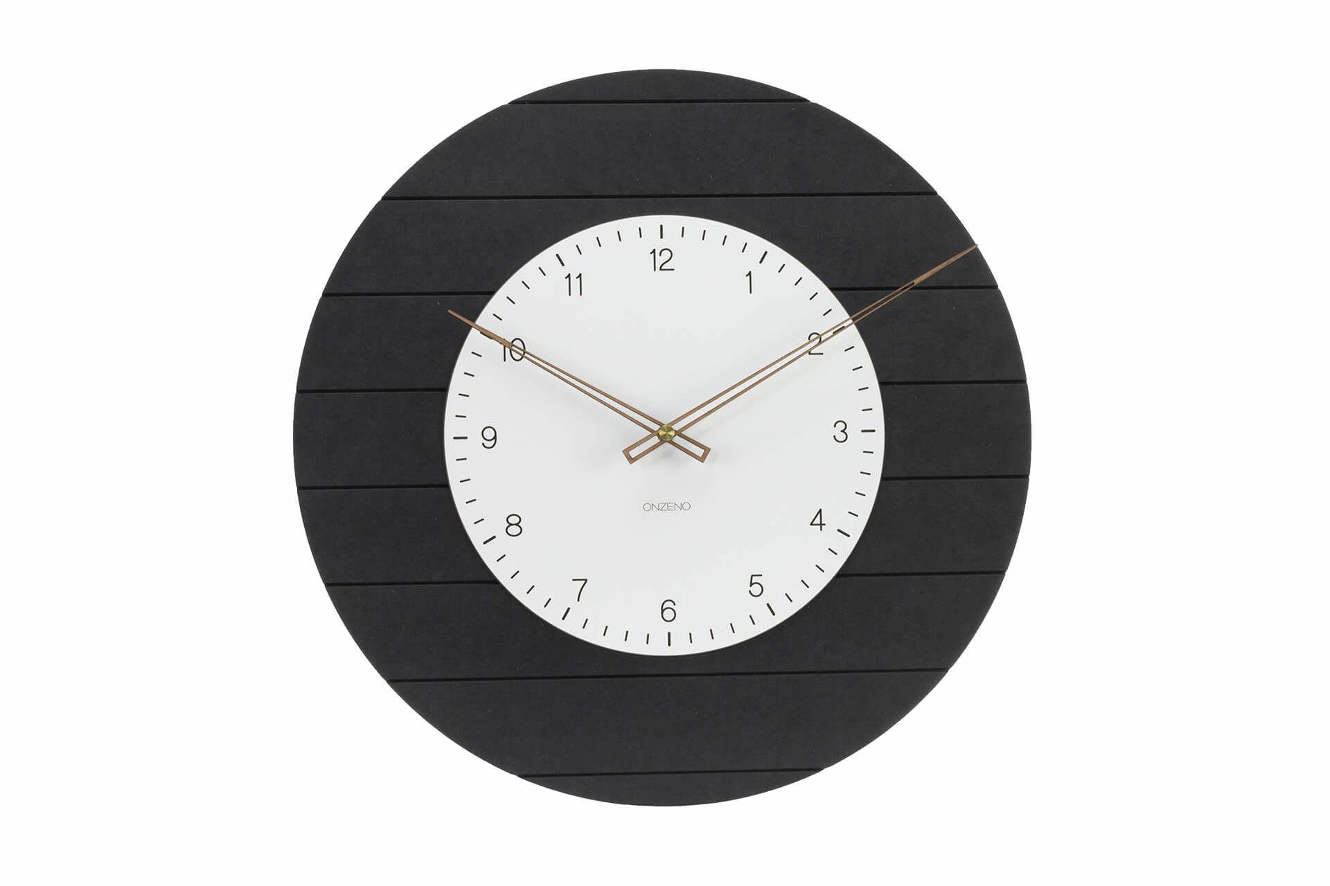 WANDUHR Design Schwarz-Weiß 50/50 cm - Schwarz, Holzwerkstoff (50/50/1cm) - ONZENO