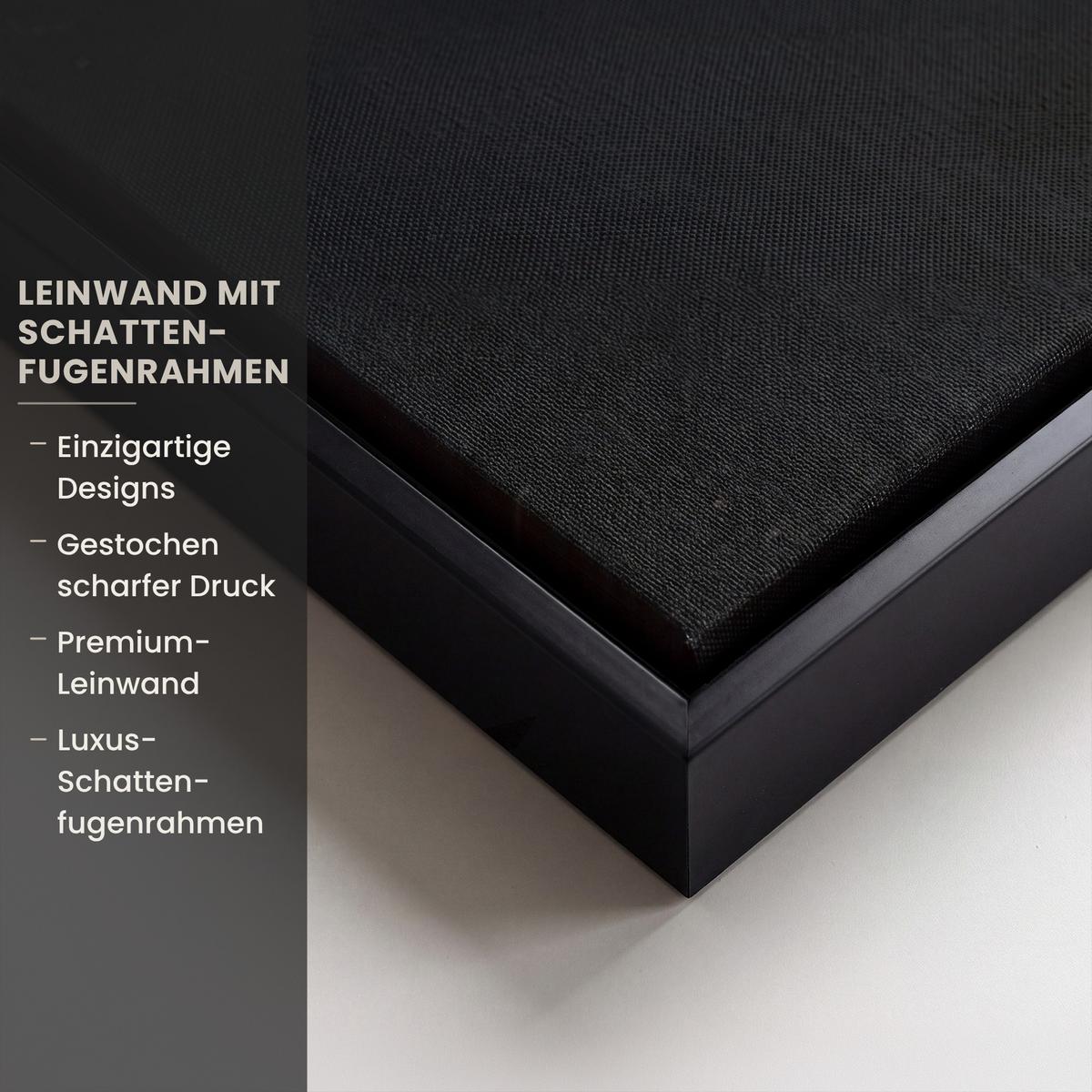 LEINWAND Bilder mit Rahmen - Goldene Reflexion auf dem Wasser - 90x140 - Anthrazit, Textil (90/140cm) - MuchoWow