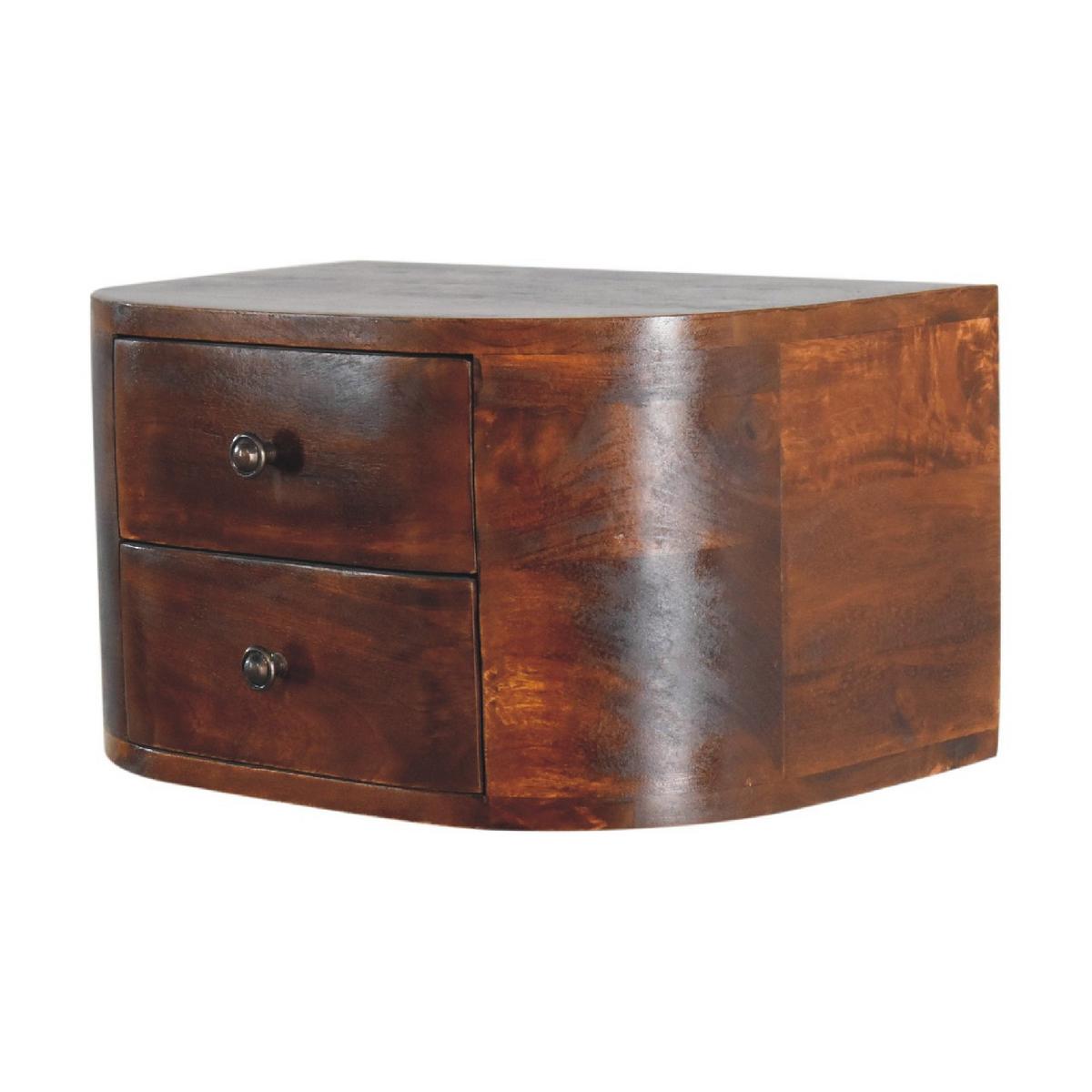 NACHTKASTEN Lunar Schwebend, 2 Schubladen, Dunkelbraun - Dunkelbraun/Messingfarben, Holz/Metall (45/25/30cm) - Artisan Furniture