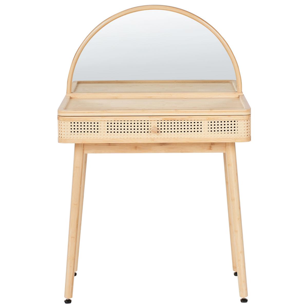 SCHMINKTISCH mit Spiegel Hellbraun Rancheria - Hellbraun, Holz (81/124/41cm) - Beliani