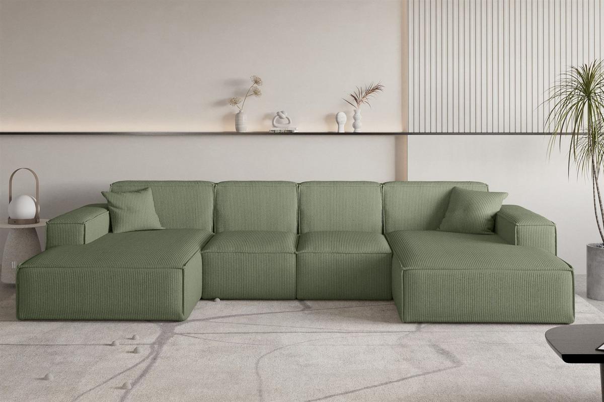 WOHNLANDSCHAFT Celes Premium Xs Scala - Jadegrün, Holzwerkstoff/Textil (342/73/165cm) - Fun Möbel