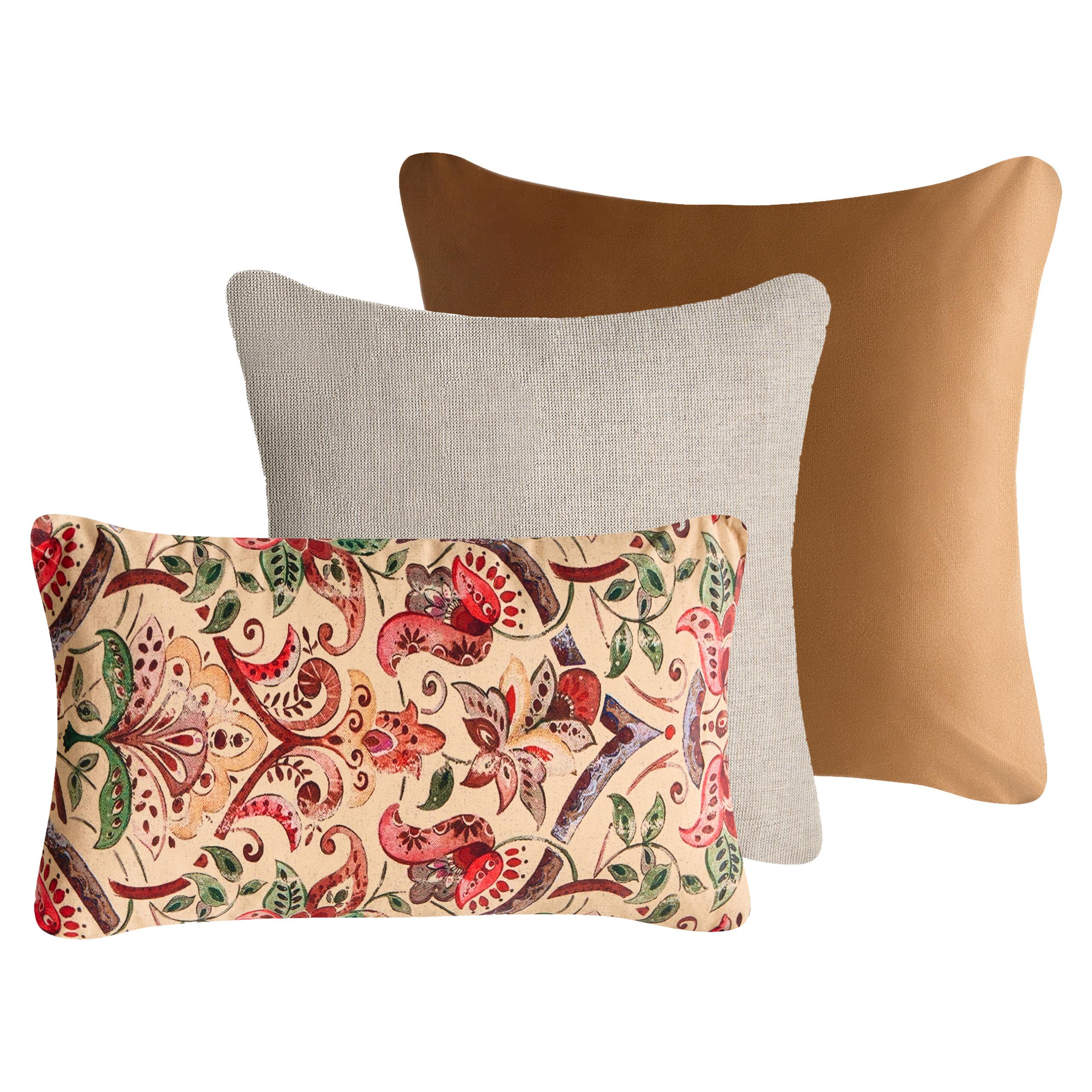 DEKOKISSEN 3er-Set Bunt 45/45 cm Dyera - Multicolor, Textil (45/45cm) - Beliani
