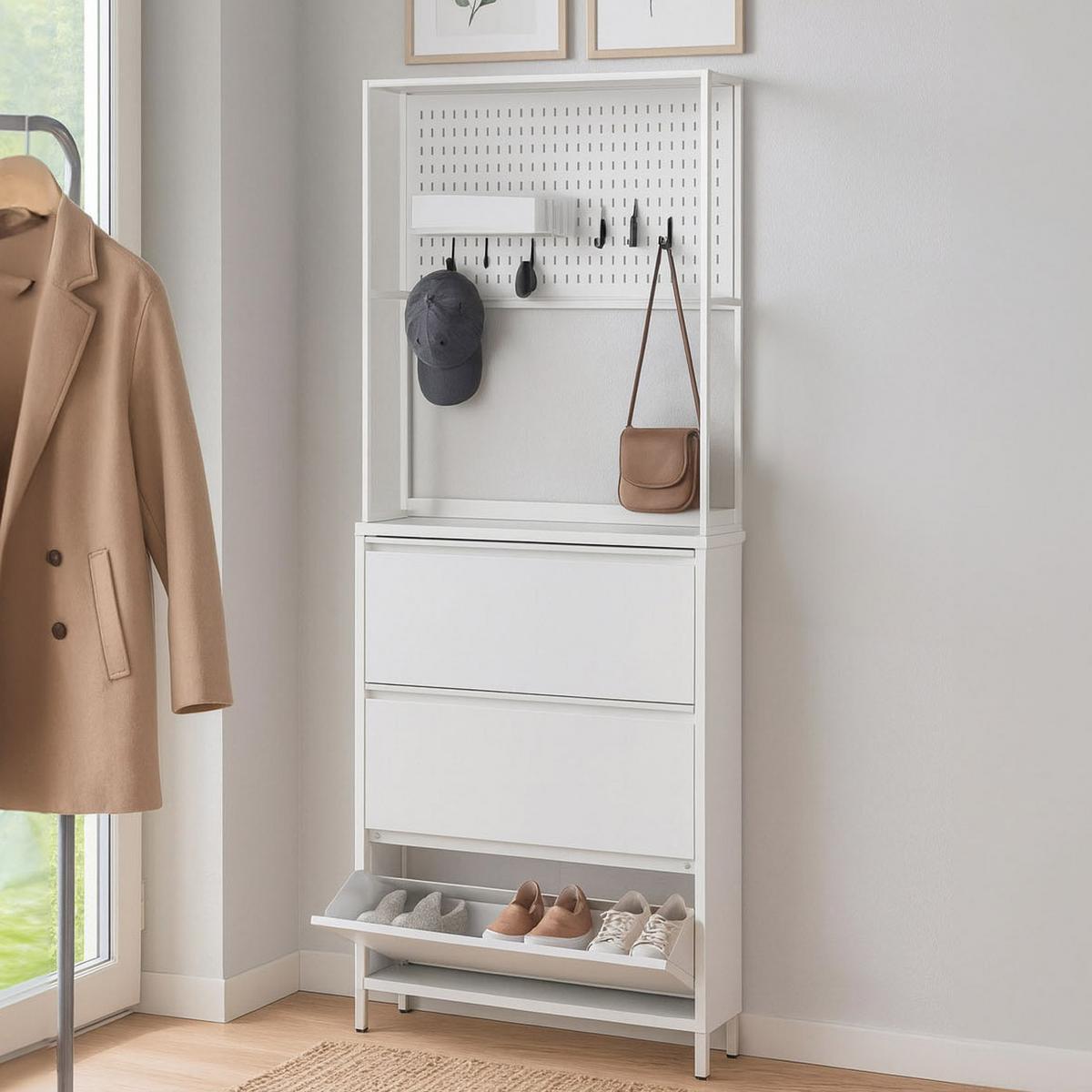 SCHUHSCHRANK Weiß - Weiß, Metall (80/201/20cm) - MCW