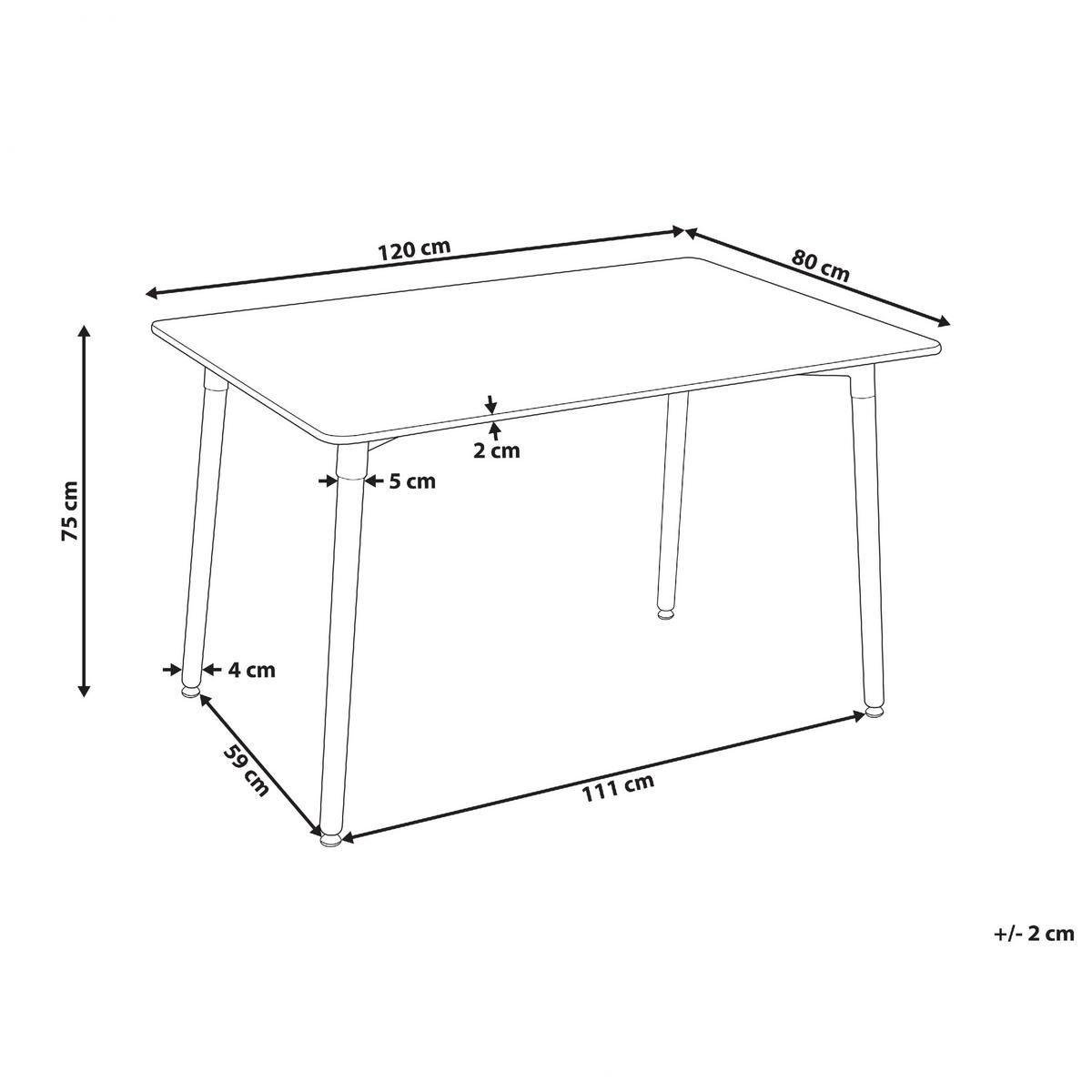 ESSTISCH 120/80/75 cm Weiß, Hellbraun Rechteckig Newberry - Weiß, Holzwerkstoff (120/80/75cm) - Beliani