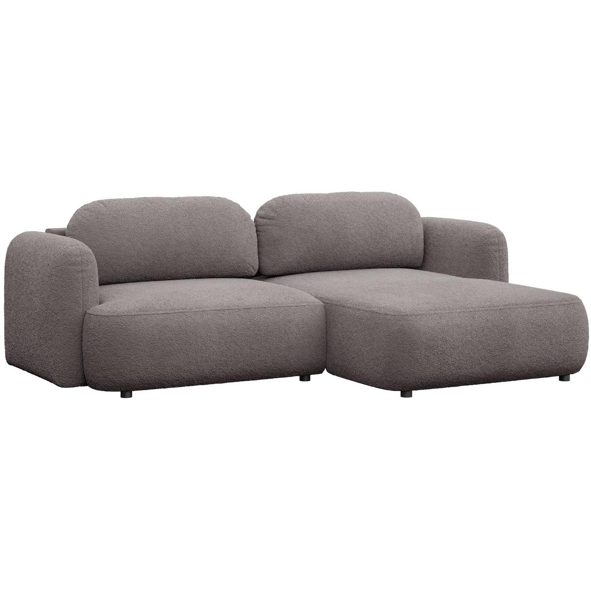 ECKSOFA Tvoya Graubraun Bouclé - Graubraun/Schwarz, Kunststoff/Textil (175/267cm) - Selsey