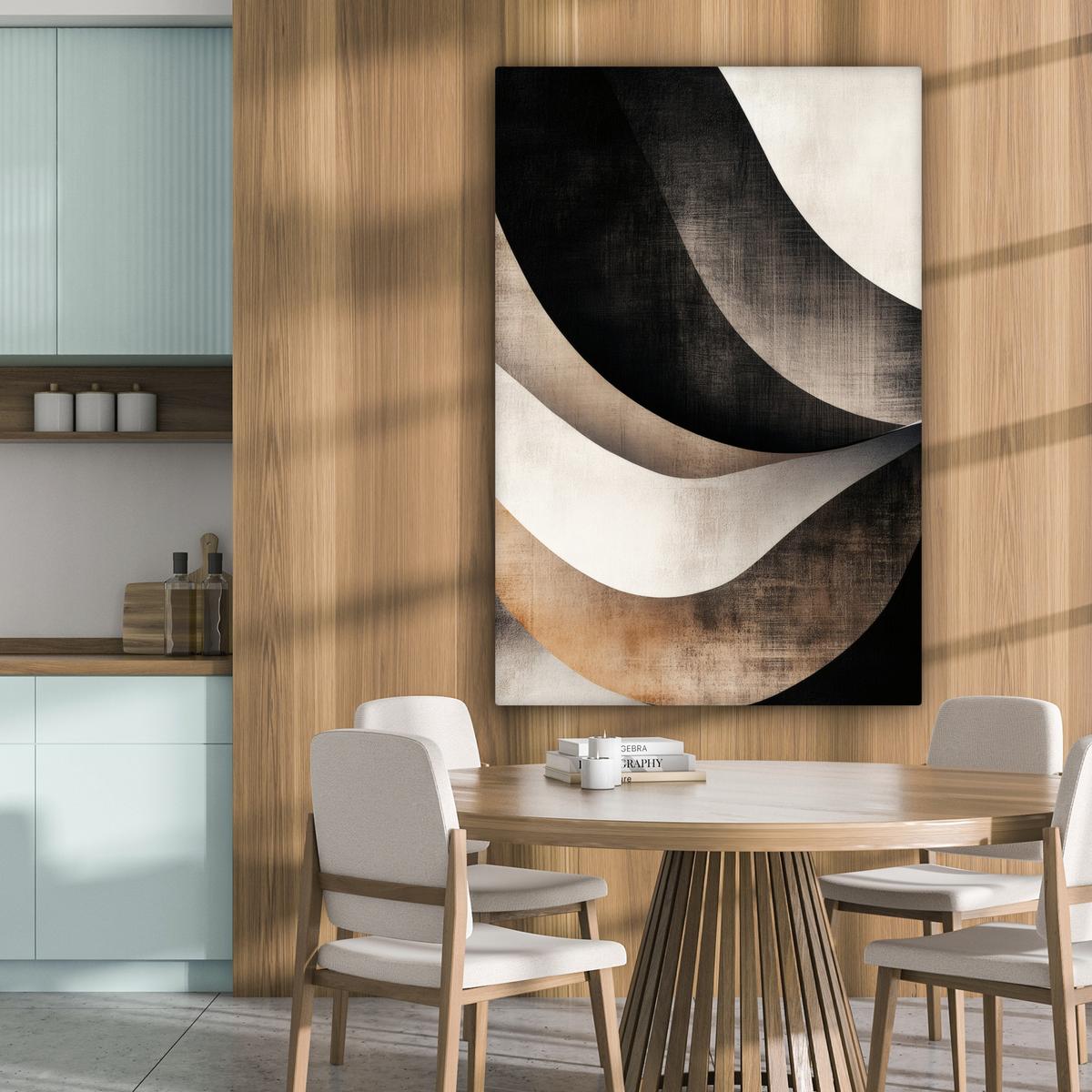 LEINWANDBILD Abstrakt - Wellen - Schwarz - Verwittert Deko XXL 80x120 cm - Trüffeleichefarben, Textil (80/120cm) - MuchoWow