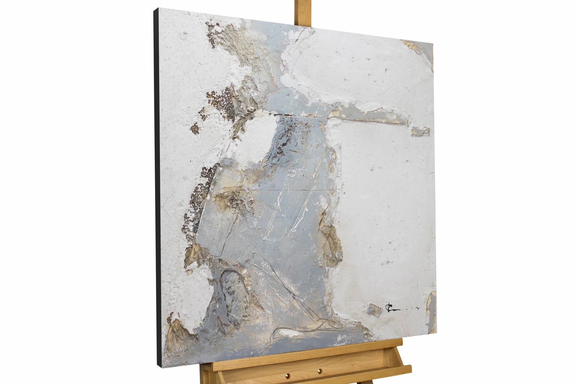 ACRYLBILD HANDGEMALT 80/80 cm - Grau, Holz/Textil (80/80cm) - KUNSTLOFT