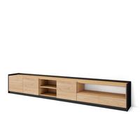 LOWBOARD, Eiche Schwarz, 310/37/50cm - Eichefarben, Holzwerkstoff (310/50/37cm) - Skraut Home