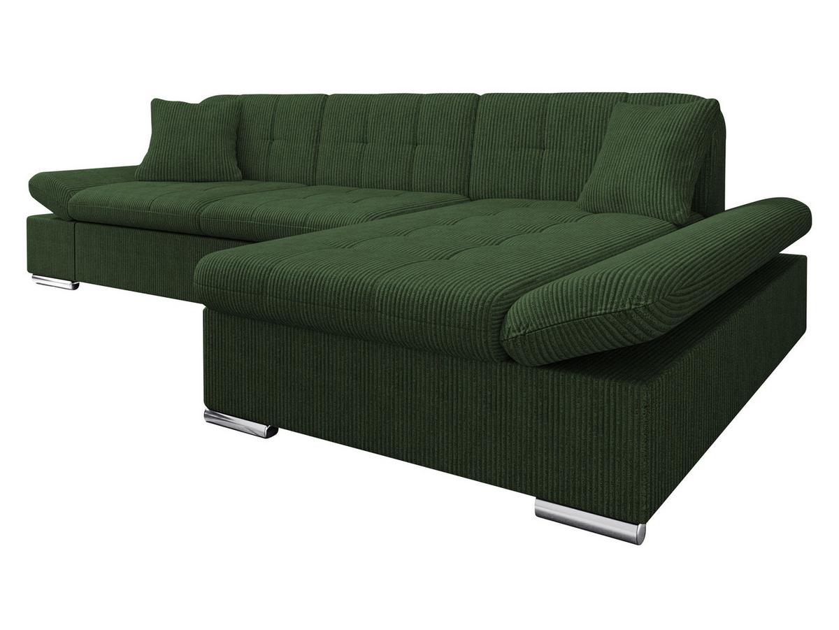 ECKSOFA Malwi Cord, Seite: Rechts - Dunkelgrün, Holz/Textil (278/161cm) - MIRJAN24