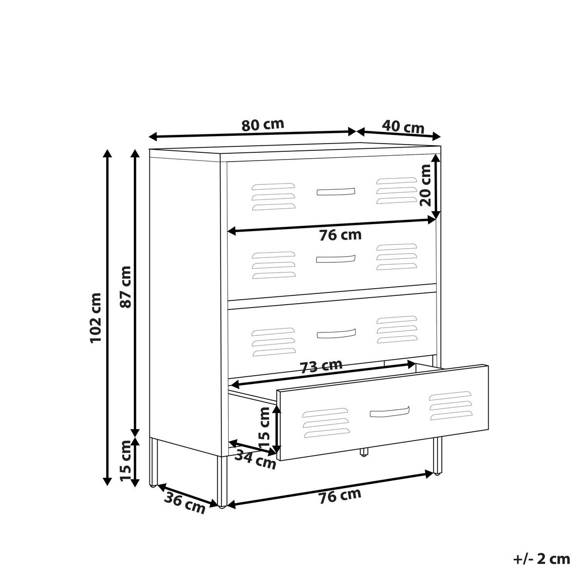 KOMMODE 4 Schubladen Dunkelgrün Enago - Grün, Metall (80/102/40cm) - Beliani
